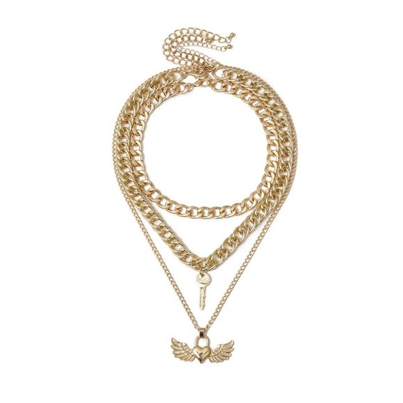 Couture Bling Gold Key to Your Heart Chain Set - Picture 2 of 3